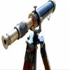Antique Brass Telescope with Wooden Tripod Nautical Marine Telescope, Maritime Telescope, Brass Leather Telescope Spyglass Antique Telescope for Home Decor by Nautical Export India view 3