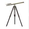 Antique Brass Double Barrel Telescope with Wooden Tripod Nautical Marine Telescope for Home Decor by Nautical Export India (Gold) view 1