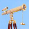 Antique Brass Double Barrel Telescope with Wooden Tripod Nautical Marine Telescope for Home Decor by Nautical Export India (Gold) view 2
