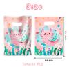 3sscha 50Pcs Axolotl Party Favor Bags Amphibian Themed Waterproof Goodie Bag with Die Cut Handles Reptile Animals Water Plants Plastic Candy Gift Pack for Baby Girl Birthday Baby Shower Decors Supplies view 2