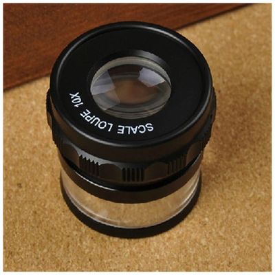 ZTBH Microscope Accessories Kit 10X Metal Cylindrical Scale Focus Distance, Adjustable Magnifier Microscope Slides