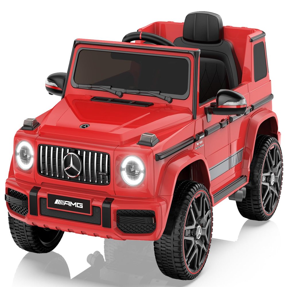 ANPABO Licensed Mercedes-Benz G63 Car for Kids, 12V Ride on Car w/Parent Remote Control, LED Headlights, Music Player/Bluetooth & Horn, Soft Start, Low Battery Prompt, Kids Electric Car, Red