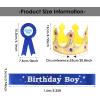 Abeillo Birthday King Crown, Boy's Sash, Button Pins and Dress-Up Accessories Set for Birthday Celebration view 2