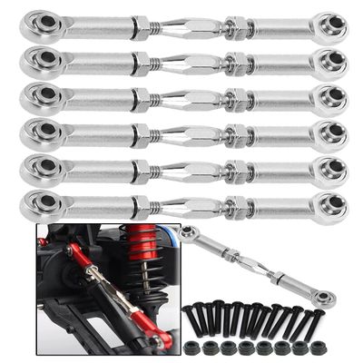 ARRCat Upgrade Parts Turnbuckles Camber Links for 1/10 Slash 2WD 4X4/Rustler 2WD 4X4/Hoss 2WD 4X4/Stampede 2WD 4X4 RC Truck, Aluminum Adjustable Turnbuckles,Replace 3644 3745 1935,Silver