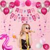 18th Birthday Decorations for Girls, Pink Happy Birthday Balloons Supplies Including 18 Pink Number Balloons, Star Streamers, Hanging Swirls view 2