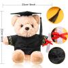 2 Sets Bear with Graduation Cap Toys Class of 2025 Graduation Plush Stuffed Teddy Bear Animal Dog Graduation Cap and Gown with Greeting Card and Bag for Graduation Day Gift(Black Graduation Bear) view 2