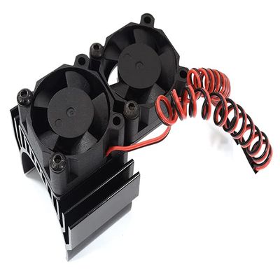 36mm Motor Heatsink + Twin 30x30mm Fan w/Intake Ram Funnel for 1/10 Scale