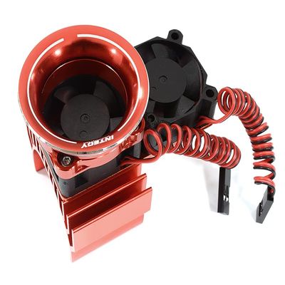 36mm Motor Heatsink + Twin 30x30mm Fan w/Intake Ram Funnel for 1/10 Scale
