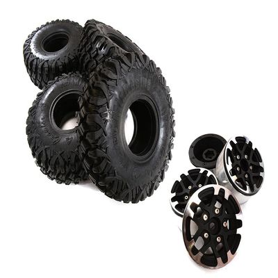 Integy Billet Alloy 10 Spoke 1.9 Wheel & Tire (4) for Scale Crawler (O.D.=122mm)