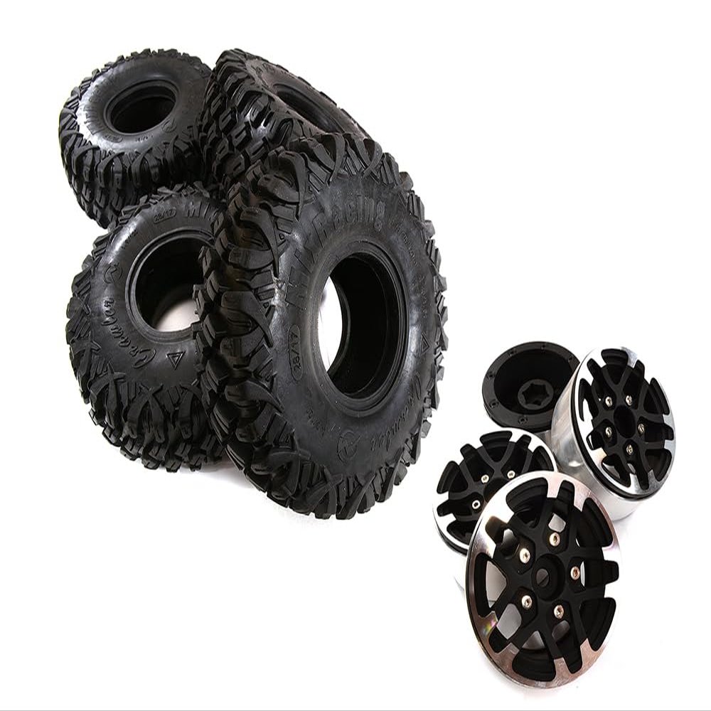Integy Billet Alloy 10 Spoke 1.9 Wheel & Tire (4) for Scale Crawler (O.D.=122mm)
