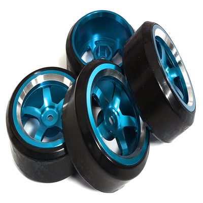 Integy 5 Spoke Complete Wheel & Tire Set (4) for Drift Racing (O.D.=62mm)