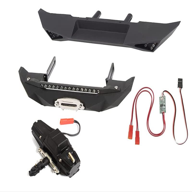 Integy RC Model Alloy F&R Bumper + LED w/Winch & 3rd Ch. Controller for SCX-10 Trail Crawler
