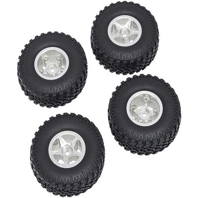 Alloy Machined Wheels (4) w/Rubber Tires for Axial 1/24 SCX24 Rock Crawler