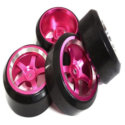 Integy 5 Spoke Complete Wheel & Tire Set (4) for Drift Racing (O.D.=62mm)