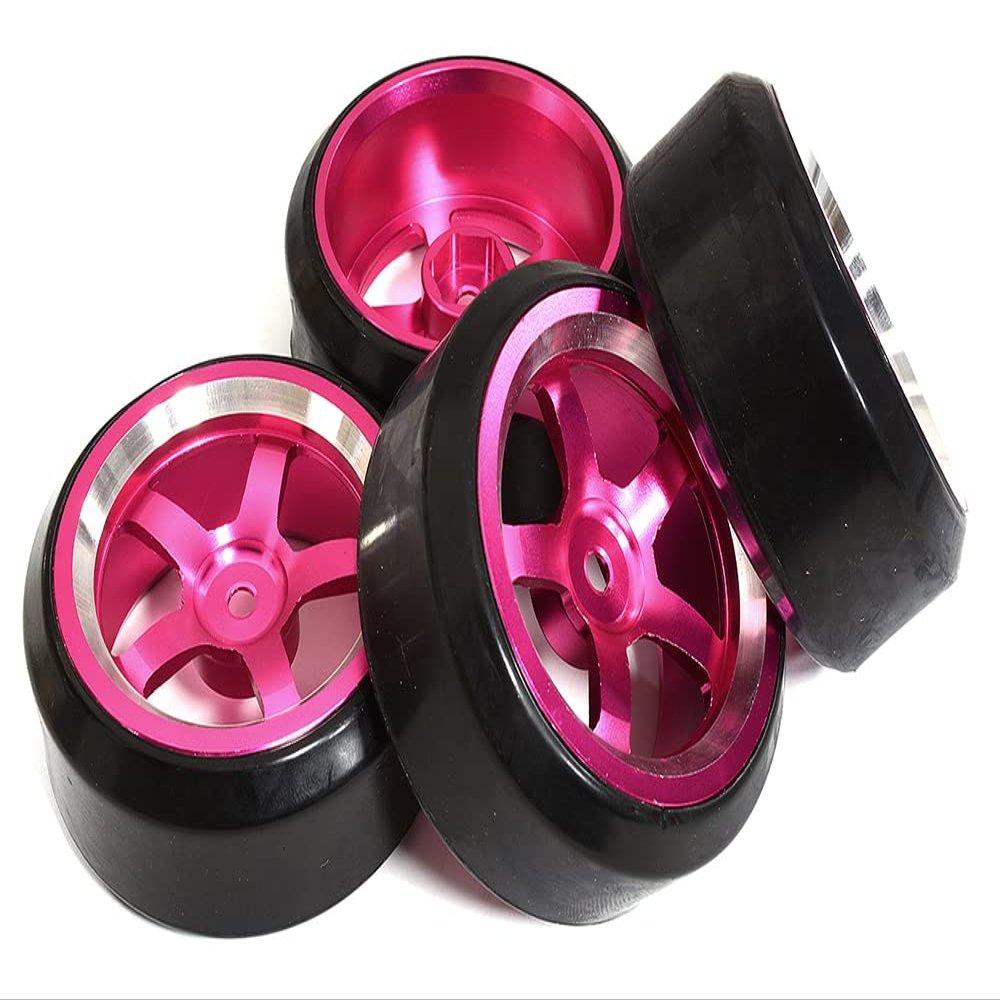 Integy 5 Spoke Complete Wheel & Tire Set (4) for Drift Racing (O.D.=62mm)