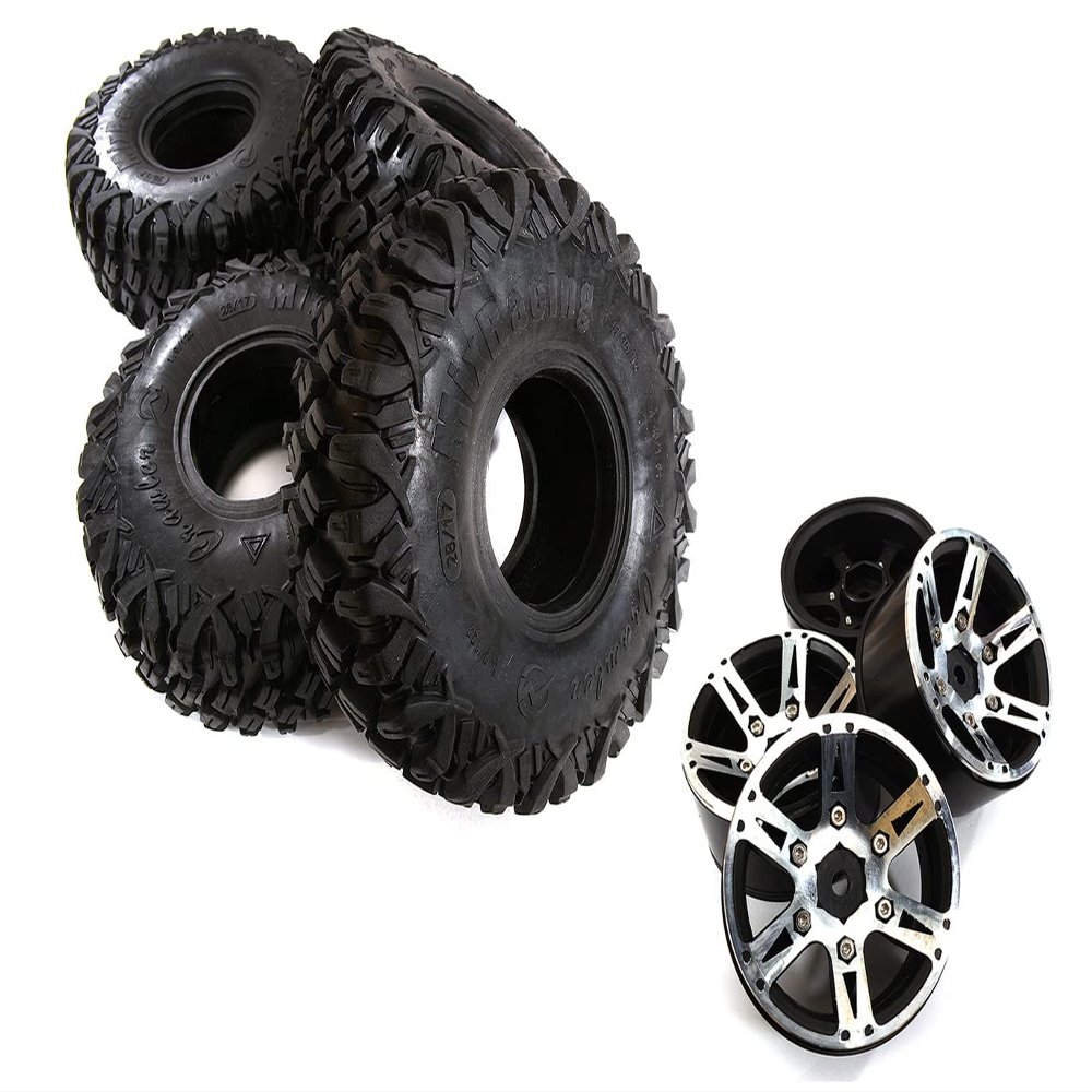Integy Billet Alloy 6 Spoke 1.9 Wheel & Tire (4) for Scale Crawler (O.D.=122mm)