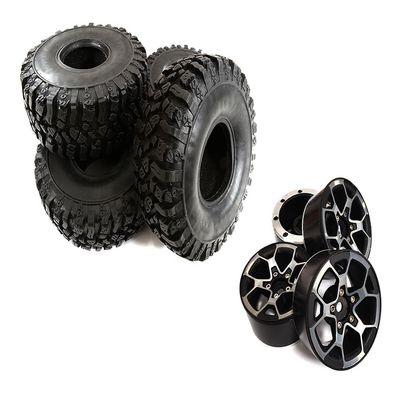 Integy Billet Alloy 5Y Spoke 1.9 Wheel & Tire Set for Scale Crawler - 122mm O.D.