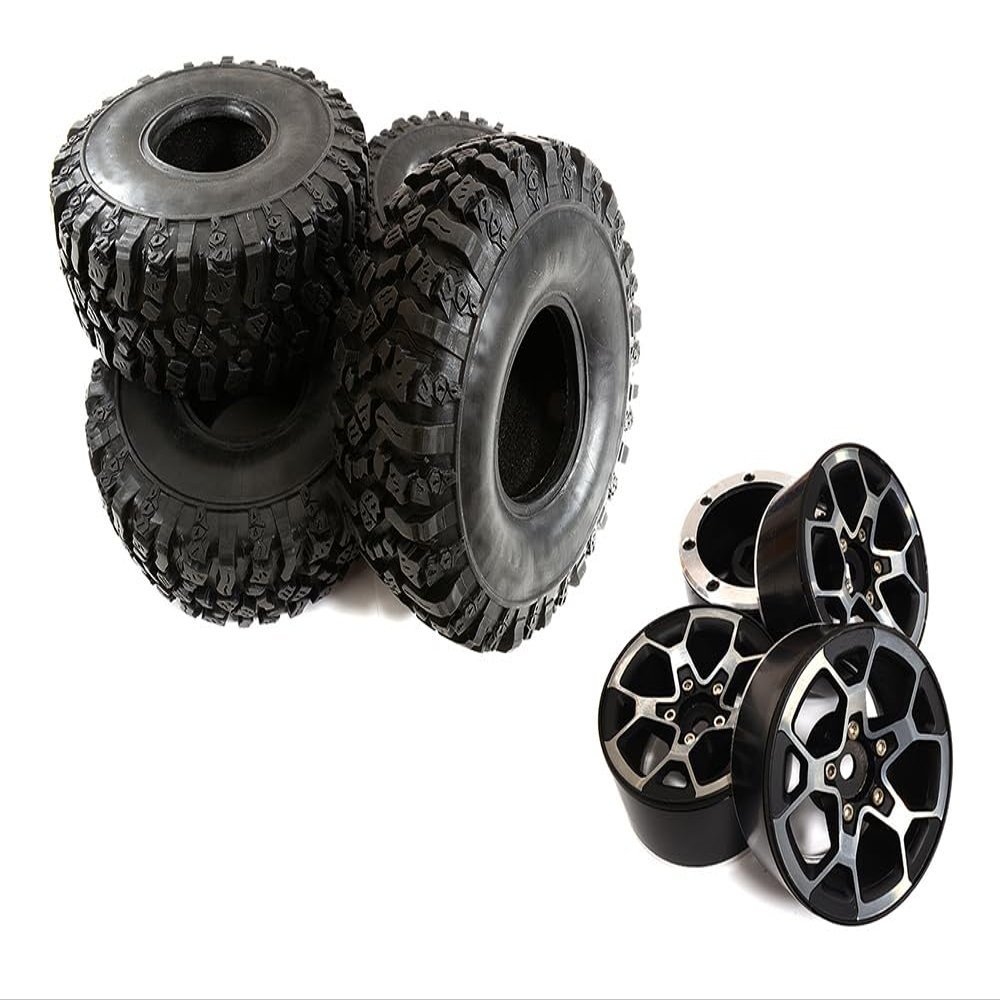 Integy Billet Alloy 5Y Spoke 1.9 Wheel & Tire Set for Scale Crawler - 122mm O.D.