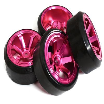Integy 6 Spoke Complete Wheel & Tire Set (4) for Drift Racing (O.D.=62mm)