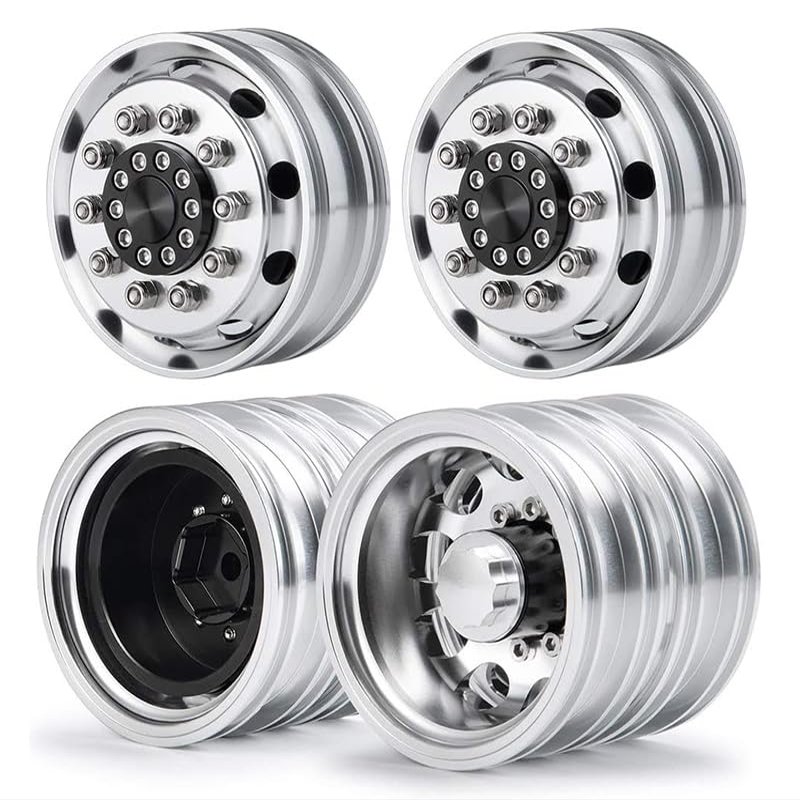 Machined Alloy Front & Dually Rear Wheel Set for Tamiya 1/14 Scale Tractor Truck
