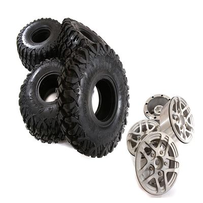 Integy Billet Alloy 10 Spoke 1.9 Wheel & Tire (4) for Scale Crawler (O.D.=122mm)