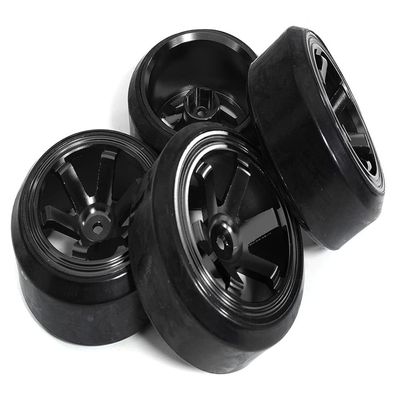Integy 6 Spoke Complete Wheel & Tire Set (4) for Drift Racing (O.D.=62mm)
