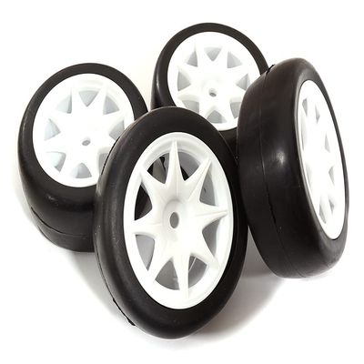 Plastic 8 Spoke Wheels w/Rubber Slick Tires for 1/10 Mini & Tamiya M-Chassis