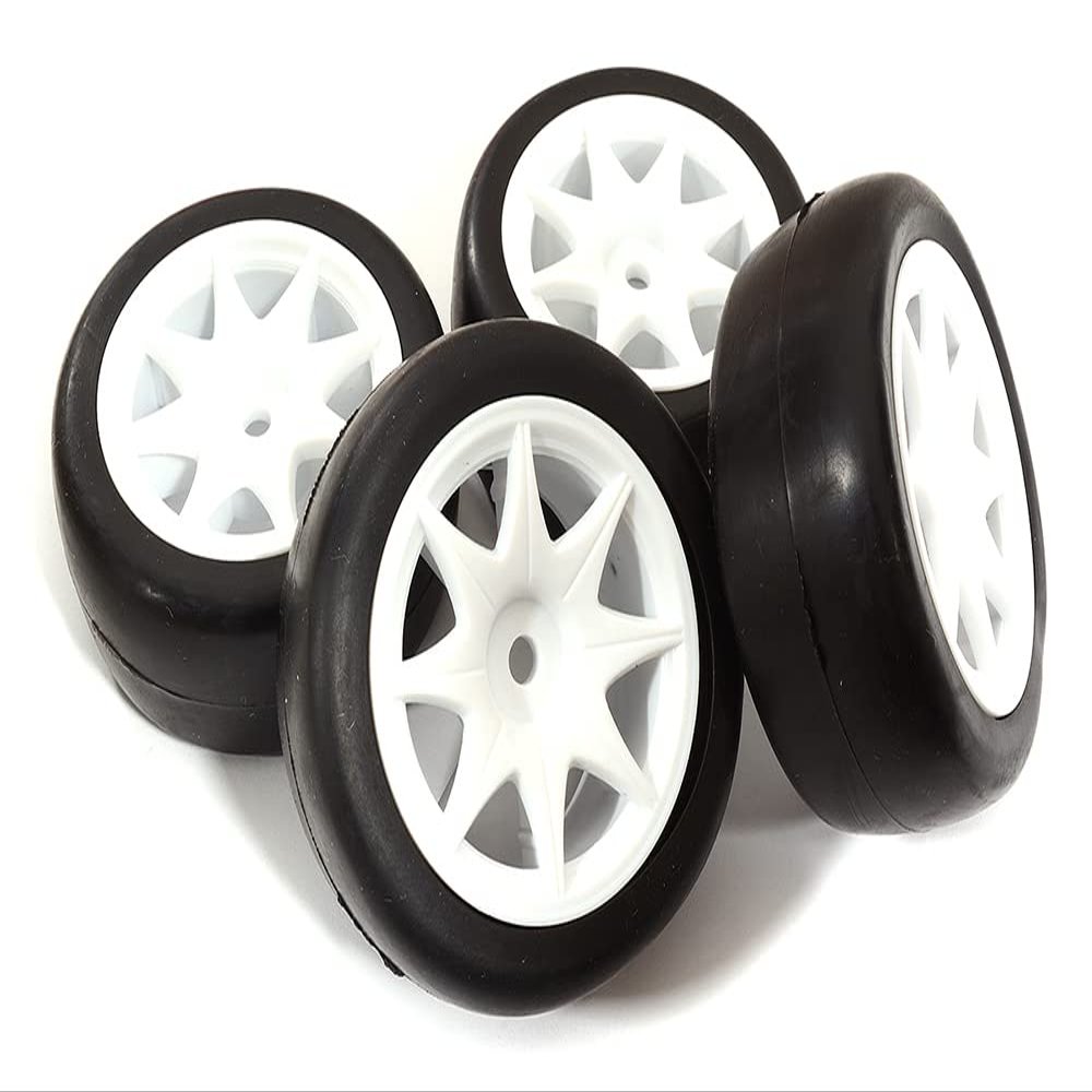 Plastic 8 Spoke Wheels w/Rubber Slick Tires for 1/10 Mini & Tamiya M-Chassis