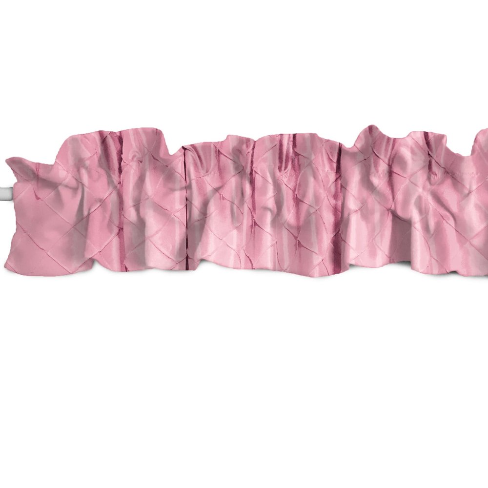 Zen Creative Designs Elegant Pintuck Taffeta Sleeve Topper Window Valance Top Bottom Ruffle Home Dcor Bedroom Nursery Kitchen Window (144" Wide x 9" Tall, Pink)
