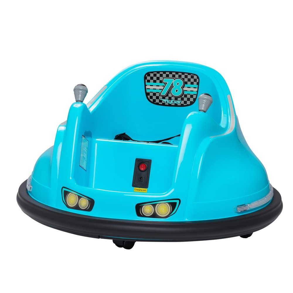 Flybar FunPark 6V Bumper Car  360 Electric Ride-On Toy with LED Lights, Safety Seat Belt, Soft Bumpers  Indoor & Outdoor Bumper Car for Kids Ages 1.5-4 Years, Supports Up to 66 lbs (No Remote)