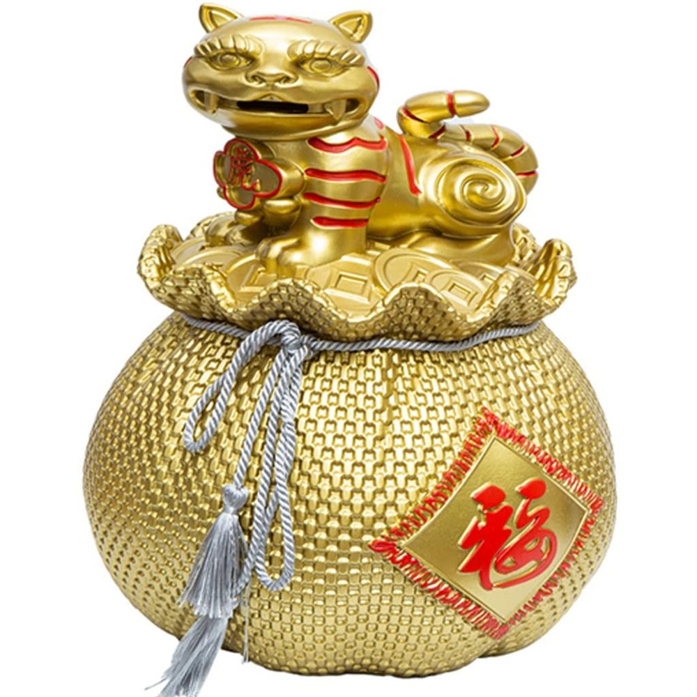 Piggy Bank Piggy Bank Girls Large Zodiac Tiger Money Bank, Large Capacity Coin Bank, Auspicious Ornament, Lucky Bag and Animal Combination, Chinese New Year Gift (Color : Gold, Size : 28 * 28 * 32cm)