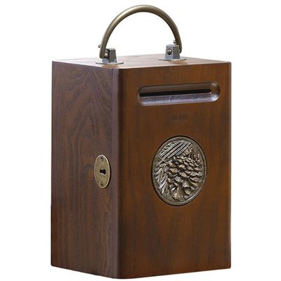 Piggy Bank Piggy Bank for Boys Unbreakable Rubber Solid Wood Money Bank, Coin Bank with Vintage Key, Creative Portable Home Decorations, Large Capacity Wedding Gift