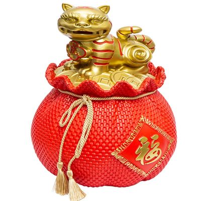 Piggy Bank Piggy Bank Girls Large Zodiac Tiger Money Bank, Large Capacity Coin Bank, Auspicious Ornament, Lucky Bag and Animal Combination, Chinese New Year Gift (Color : Red, Size : 28 * 28 * 32cm)
