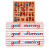 Kghios Montessori Wood Small Movable Alphabet with Box and Large Mat Preschool Spelling Learning Language Materials Toys (Red & Blue) view 1