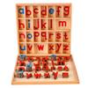 Kghios Montessori Wood Small Movable Alphabet with Box and Large Mat Preschool Spelling Learning Language Materials Toys (Red & Blue) view 2