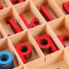 Kghios Montessori Wood Small Movable Alphabet with Box and Large Mat Preschool Spelling Learning Language Materials Toys (Red & Blue) view 3