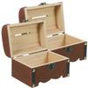 2pcs Treasure Storage Box with Lock Wooden Piggy Bank Pirate Chest Retro Money Coins Saving Box view 2