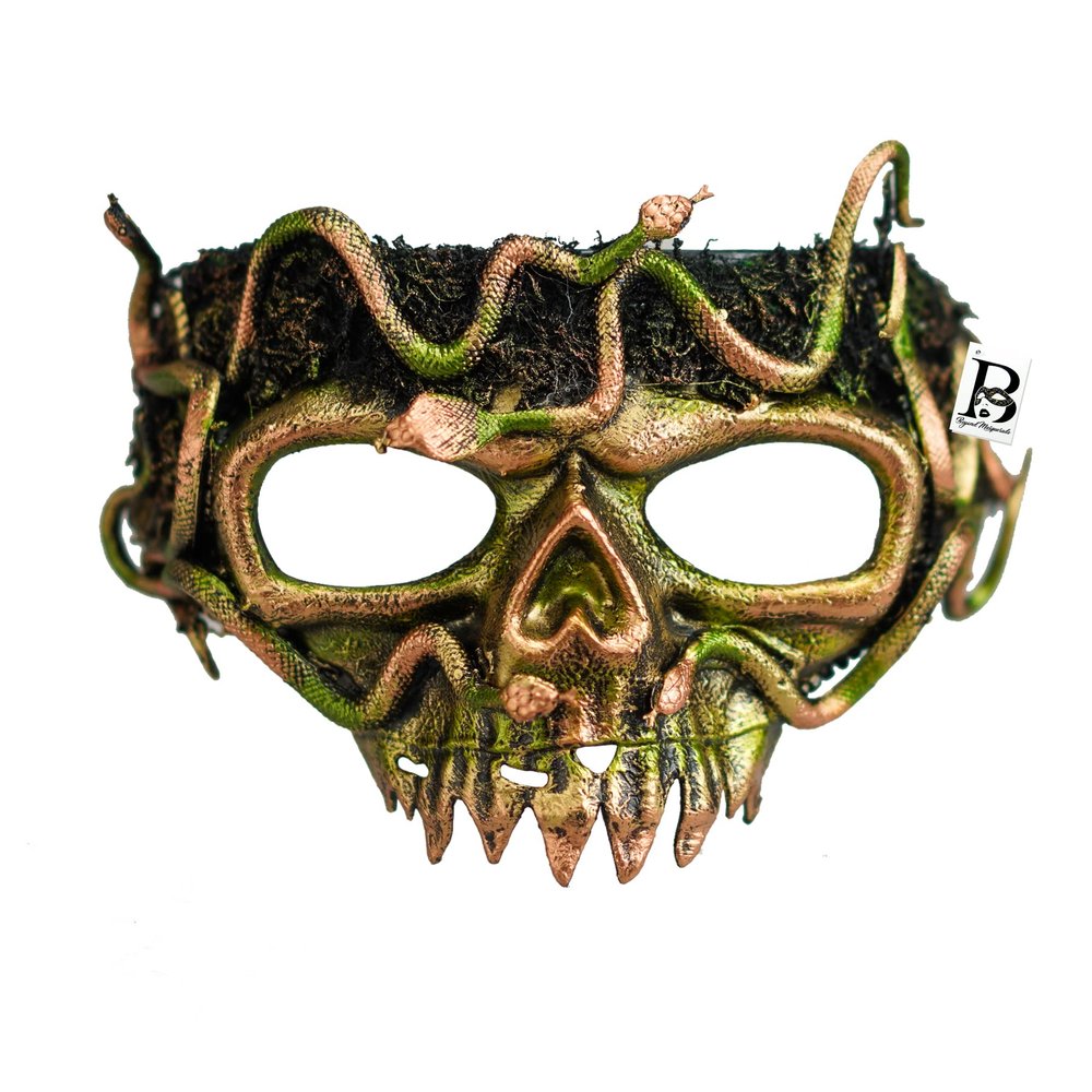 Medusa Skull Masquerade Mask - Snake Costume Devil Evil Party Mask for Halloween Cosplay & Mardi Gras