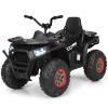 Costzon Kids ATV, 12V Battery Powered Electric Vehicle w/Safety Belt, LED Light, Music, Horn, 2 Speeds, USB/ MP3/TF, Treaded Tires, Ride on Car 4 Wheeler Quad for Boy & Girl Gift, Ride on ATV, Black view 1