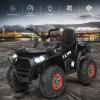 Costzon Kids ATV, 12V Battery Powered Electric Vehicle w/Safety Belt, LED Light, Music, Horn, 2 Speeds, USB/ MP3/TF, Treaded Tires, Ride on Car 4 Wheeler Quad for Boy & Girl Gift, Ride on ATV, Black view 2