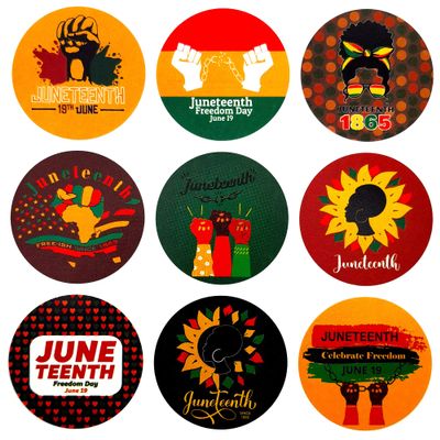20 Sheets Juneteenth Stickers Decals Party Favors | Happy Juneteenth Party Supplies | Freedom Day Party Circle Sticker Labels | African Afro American Festival | Black American Independence Day June 19th 1865, 180 Counts