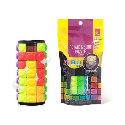 Magic 3D Puzzle Cube Rainbow Fidget Toys Cylinder Rotate Slide 7 Layers Educational Games for Kids Adults