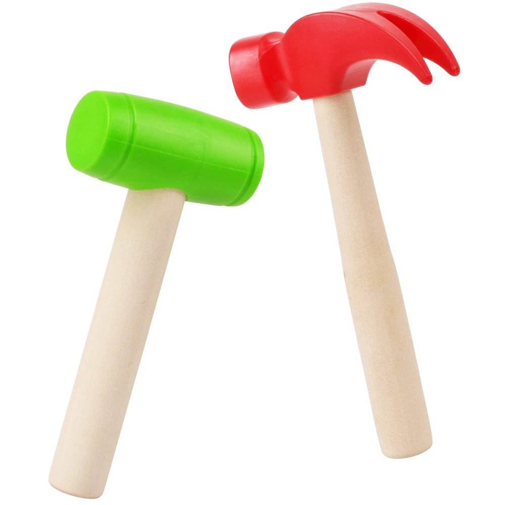 Waenerec 2pcs Toy Hammer Simulation Wooden Hammers Small Plastic Toddler Claw Hammer Portable Kids Maintenance Tools Toys Pretend Fake Mallet Hammers for Boys Girls