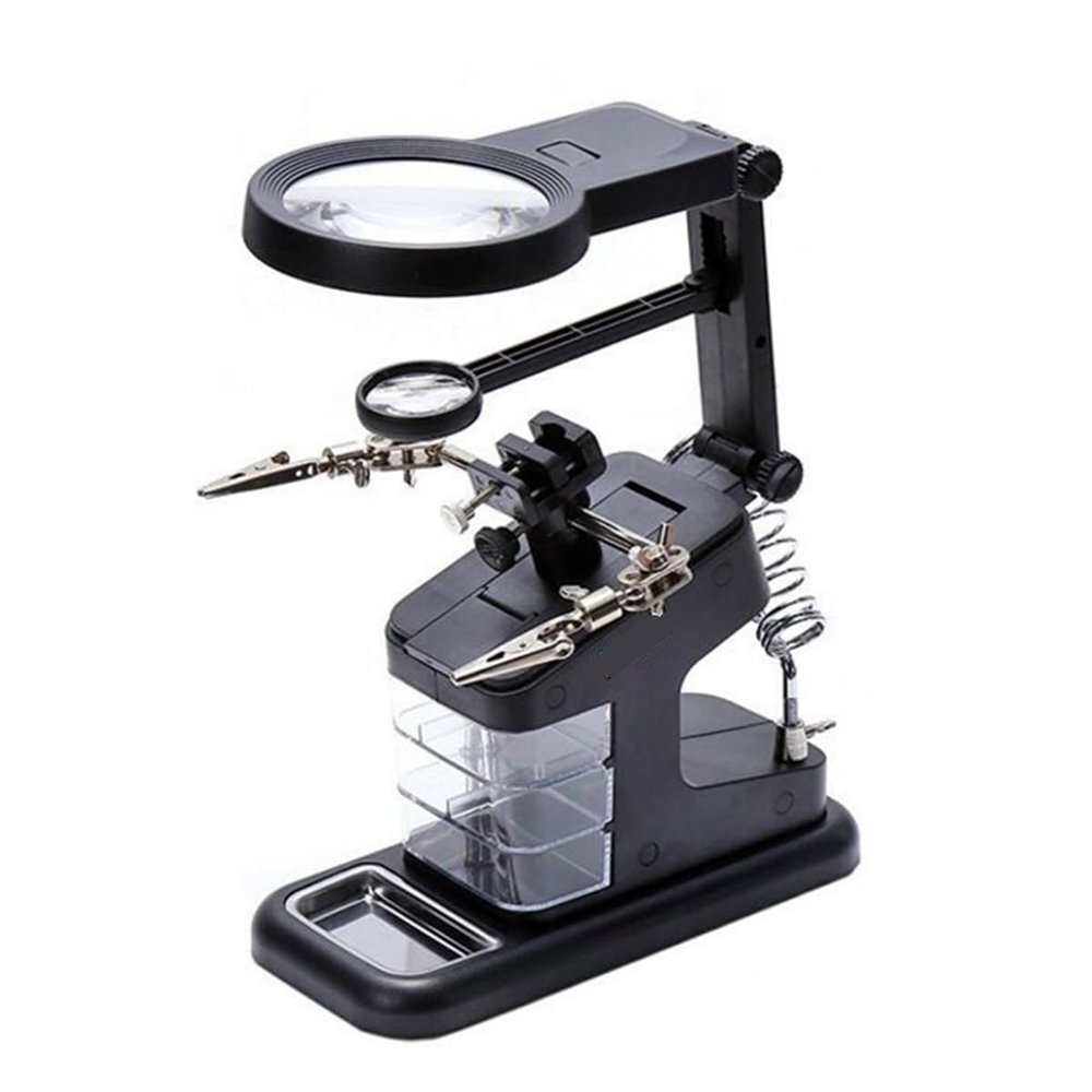 ZTBH Microscope Accessories Kit 3X 25X 4.5X Metal Desktop Table Light Microscope Slides (Color : Black)