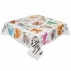 ZOE GARDEN Square Tablecloth Waterproof & Stainproof Tablecloths, Cartoon Style Alphabet Dragon Bear Elephant Washable Polyester Table Cloth Wrinkle-Free Fabric Table Cover for Dining/Party/Wedding view 2
