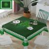 ZOE GARDEN Square Tablecloth Waterproof & Stainproof Tablecloths, Green St Patrick's Day Washable Polyester Table Cloth Wrinkle-Free Fabric Table Cover for Dining/Party/Wedding Spring Wood Grain view 1