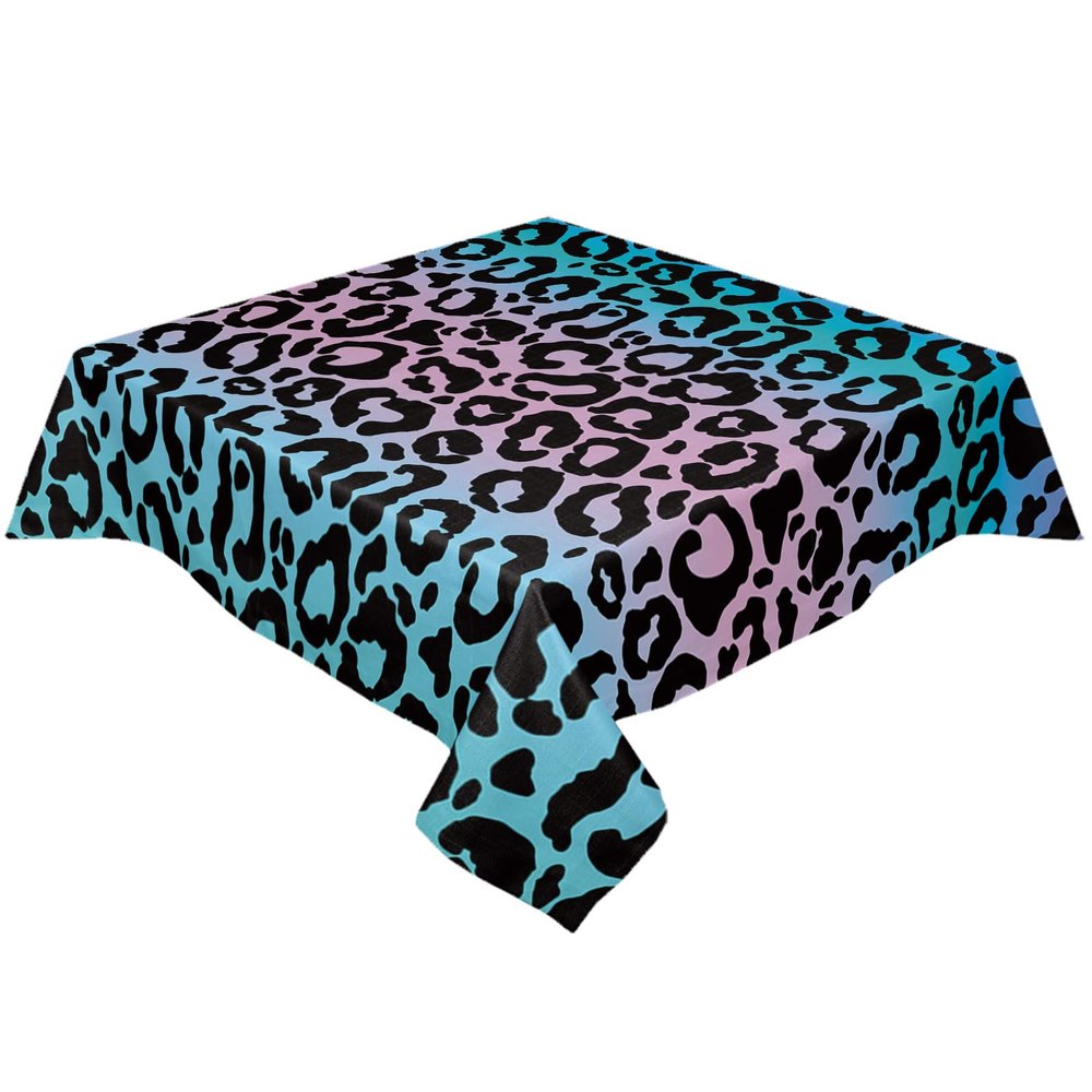 ZOE GARDEN Square Tablecloth Waterproof & Stainproof Tablecloths, Abstract Leopard Printm Washable Polyester Table Cloth Wrinkle-Free Fabric Table Cover for Dining/Party/Wedding Ombre Blue and Purple