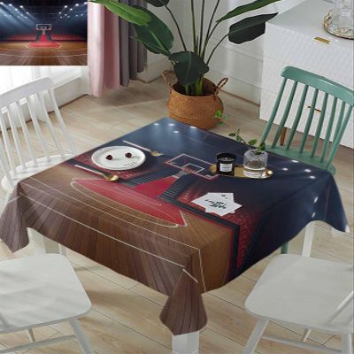 ZOE GARDEN Square Tablecloth Waterproof & Stainproof Tablecloths, Basketball Sport Indoor Stadium Washable Polyester Table Cloth Wrinkle-Free Fabric Table Cover for Dining/Party/Wedding