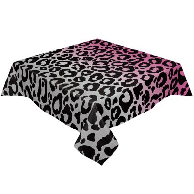 ZOE GARDEN Square Tablecloth Waterproof & Stainproof Tablecloths, Abstract Leopard Printm Washable Polyester Table Cloth Wrinkle-Free Fabric Table Cover for Dining/Party/Wedding Ombre Pink and Grey