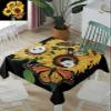 ZOE GARDEN Square Tablecloth Waterproof & Stainproof Tablecloths, Yellow Sunflower Washable Polyester Table Cloth Wrinkle-Free Fabric Table Cover for Dining/Party/Wedding Realism Art Black Backdrop view 1